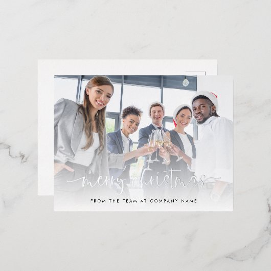 Elegant Photo Script Merry Kerstry Real Folie Feestdagen Briefkaart (Voorkant / Achterkant)