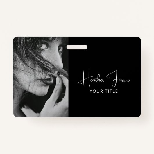 Elegant Photo Script Name Title  Badge (Achterkant)