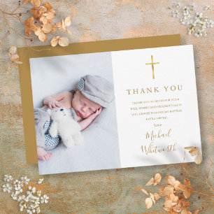 Elegant Photo Signature Script Baptisme Bedankkaart