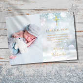 Elegant Photo Signature Script Winter Baptisme Bedankkaart