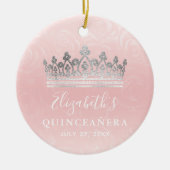 Elegant Photo Silver and Blush Pink Quinceanera Keramisch Ornament (Voorkant)
