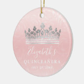 Elegant Photo Silver and Blush Pink Quinceanera Keramisch Ornament (Links)