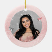 Elegant Photo Silver and Blush Pink Quinceanera Keramisch Ornament (Achterkant)