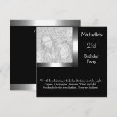 Elegant Photo Silver Black 21st Birthday Kaart (Voorkant / Achterkant)