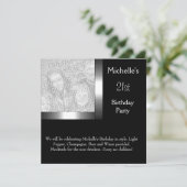 Elegant Photo Silver Black 21st Birthday Kaart (Staand voorkant)