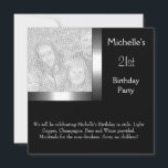 Elegant Photo Silver Black 21st Birthday Kaart<br><div class="desc">Fantastische Elegant Events for Women, Girls, Party Invites voor alle leeftijden, pas je aan op de leeftijd die je wilt! 21ste uitnodiging van de Birthday Party, 20e uitnodiging van de Birthday Party, 30e uitnodiging van de Birthday Party, 40e uitnodiging van de Birthday Party, 50e uitnodiging van de Birthday Party, 60e...</div>