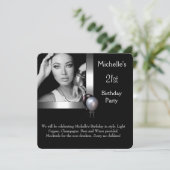 Elegant Photo Silver Black Ballon 21st Birthday Kaart (Staand voorkant)