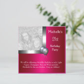 Elegant Photo Silver Cerise Balloon 21st Birthday Kaart (Staand voorkant)