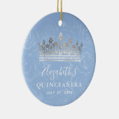 Elegant Photo Silver Light Baby Blue Quinceanera Keramisch Ornament (Rechts)