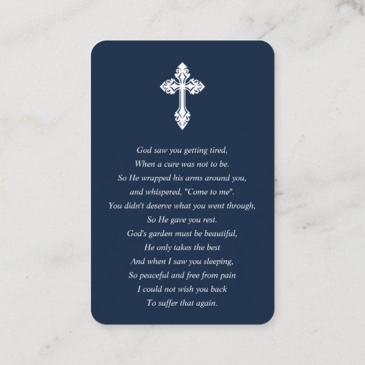 Elegant Photo Sympathie Funeral Prayer Cards Visitekaartje (Achterkant)