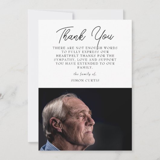 Elegant Photo Sympathie Script Hartelijk dank Bedankkaart (Voorkant)