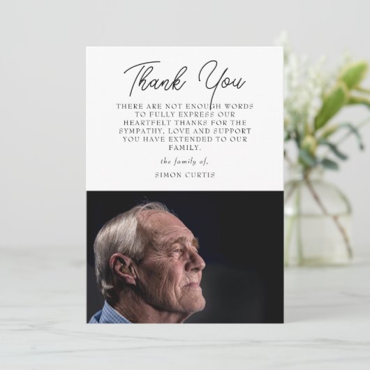 Elegant Photo Sympathie Script Hartelijk dank Bedankkaart (Staand voorkant)