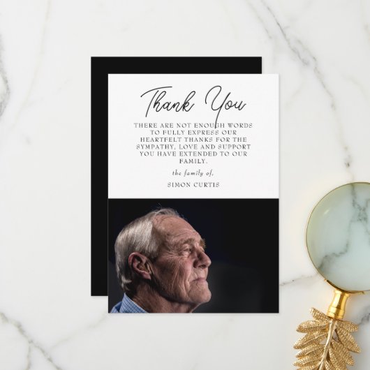 Elegant Photo Sympathie Script Hartelijk dank Bedankkaart (Voorkant / Achterkant in situ)
