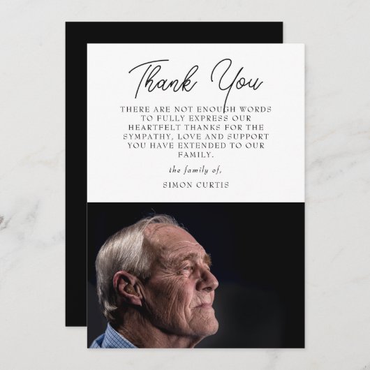 Elegant Photo Sympathie Script Hartelijk dank Bedankkaart (Voorkant / Achterkant)