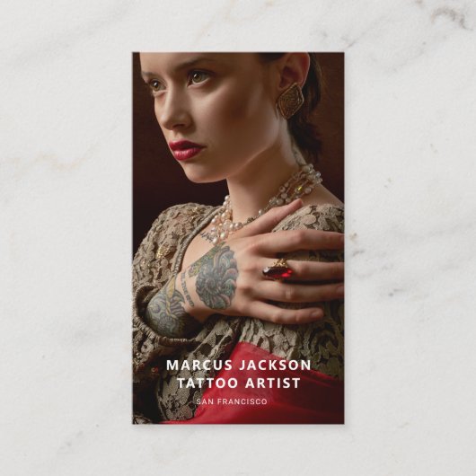 Elegant Photo Tattoo Artist Visitekaartje (Voorkant)