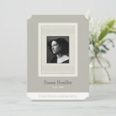 Elegant Photo Template Memorial Funeral Invitation Kaart (Staand voorkant)