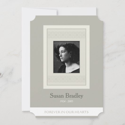 Elegant Photo Template Memorial Funeral Invitation Kaart (Voorkant)