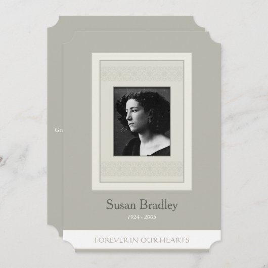 Elegant Photo Template Memorial Funeral Invitation Kaart (Voorkant / Achterkant)