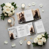 Elegant Photo Tri-Fold Wedding Invitation Drieluik Programma