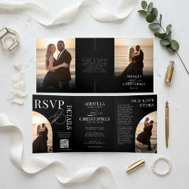 Elegant Photo Tri-Fold Wedding Invitation Drieluik Programma