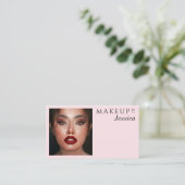 Elegant Photo Typography Blush Pink QR Code Makeup Visitekaartje (Staand voorkant)
