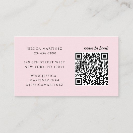 Elegant Photo Typography Blush Pink QR Code Makeup Visitekaartje (Achterkant)