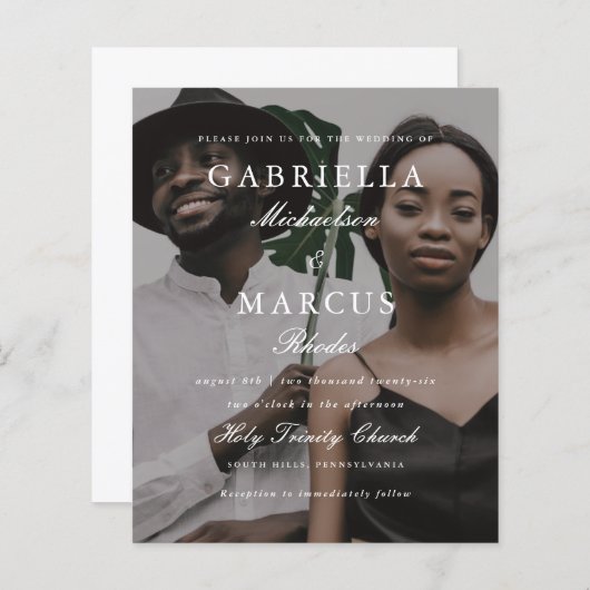 Elegant Photo Typography Overlay Budget Wedding (Voorkant / Achterkant)