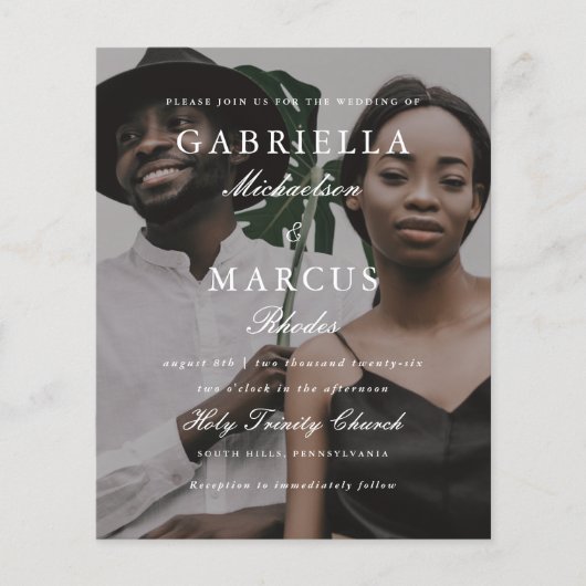 Elegant Photo Typography Overlay Budget Wedding (Voorkant)