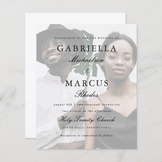 Elegant Photo Typography Overlay Budget Wedding (Voorkant / Achterkant)