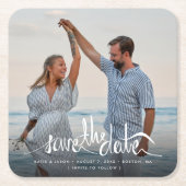 Elegant Photo Unique Wedding Save the Date Kartonnen Onderzetters (Voorkant)