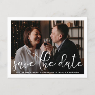 Elegant Photo Vow Renewal Save the Date Aankondigingskaart