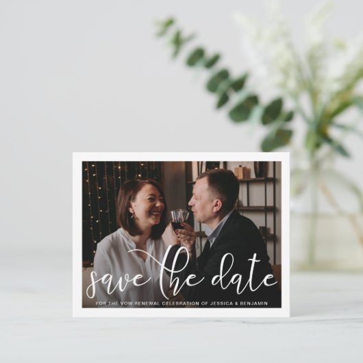 Elegant Photo Vow Renewal Save the Date Aankondigingskaart (Staand voorkant)