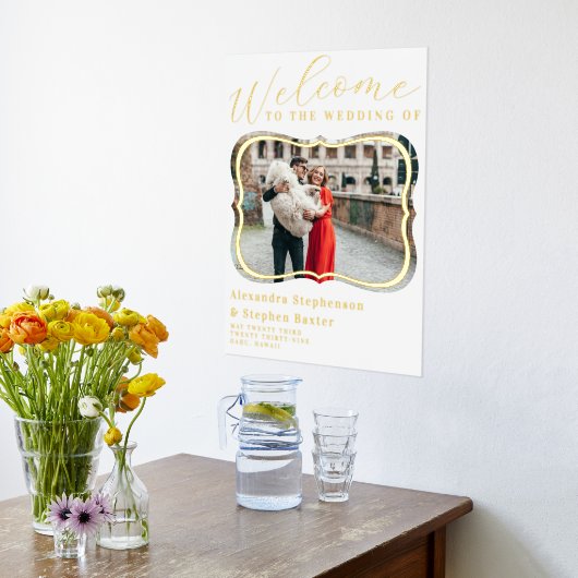 Elegant Photo Weddenschap Welkomstteken Gold Foil  Folie Afdrukken (Laag (Keuken))