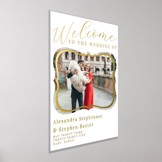 Elegant Photo Weddenschap Welkomstteken Gold Foil  Folie Afdrukken (Laagn)