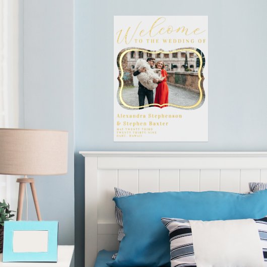 Elegant Photo Weddenschap Welkomstteken Gold Foil  Folie Afdrukken (Insitu (Slaapkamer))