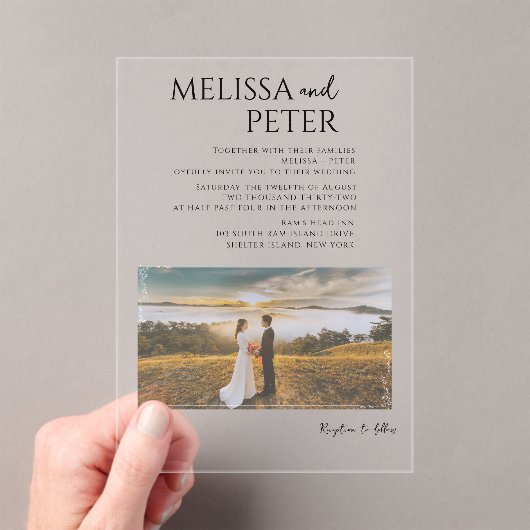 Elegant Photo Wedding Acryl Uitnodigingen (Insitu (Draagbaar))