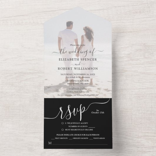 Elegant Photo Wedding All In One Uitnodiging (Binnen)