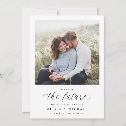 Elegant Photo Wedding Engagement Announcement Kaart (Voorkant)