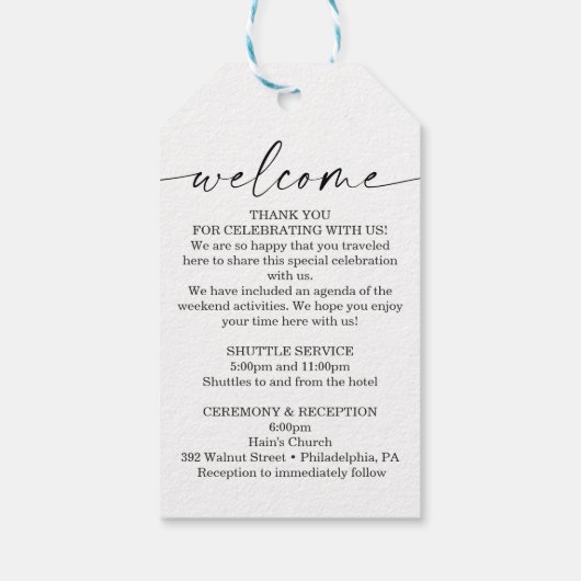 Elegant Photo Wedding Guest Bag Welkom Label Cadeaulabel (Achterkant)