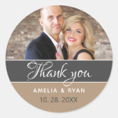 Elegant Photo Wedding Hartelijk dank Ronde Sticker (Voorkant)