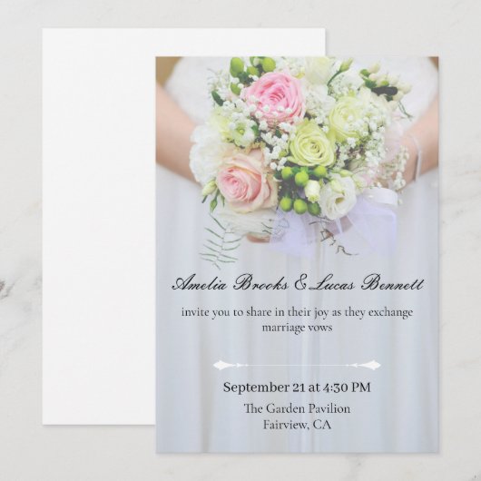 Elegant Photo Wedding Invitation Card Kaart (Voorkant / Achterkant)