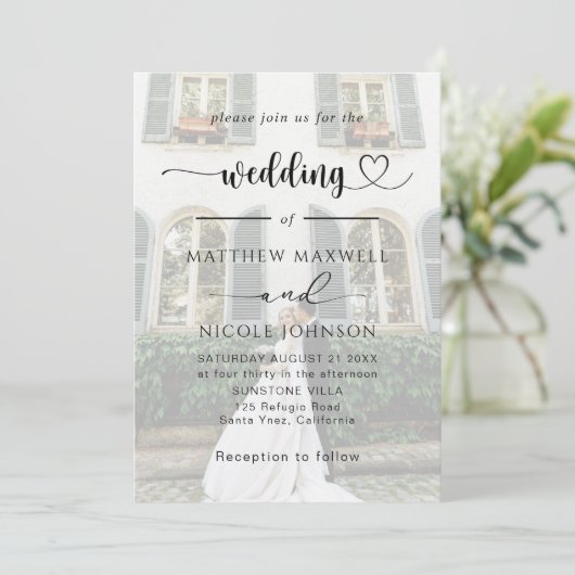 Elegant Photo Wedding Invitation Customizable Kaart (Staand voorkant)