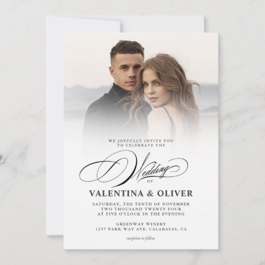 Elegant Photo Wedding Kaart (Voorkant)