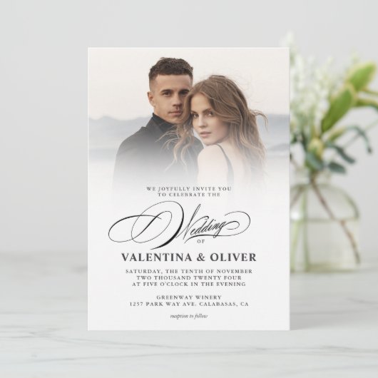 Elegant Photo Wedding Kaart (Staand voorkant)