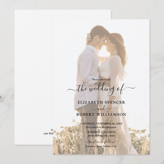 Elegant Photo Wedding Kaart (Voorkant / Achterkant)