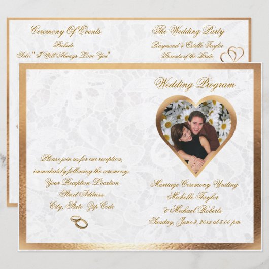 Elegant  Photo Wedding Program (Voorkant / Achterkant)