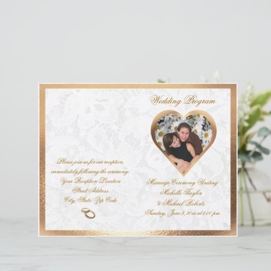 Elegant  Photo Wedding Program (Staand voorkant)