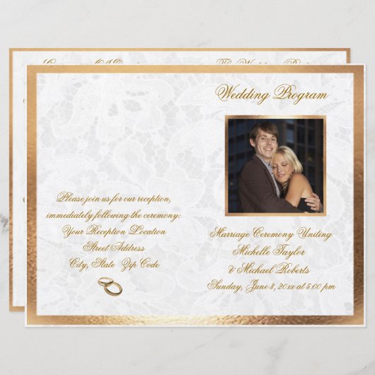 Elegant  Photo Wedding Program (Voorkant / Achterkant)