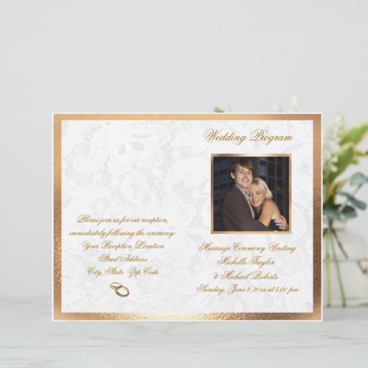 Elegant  Photo Wedding Program (Staand voorkant)