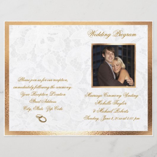 Elegant  Photo Wedding Program (Voorkant)
